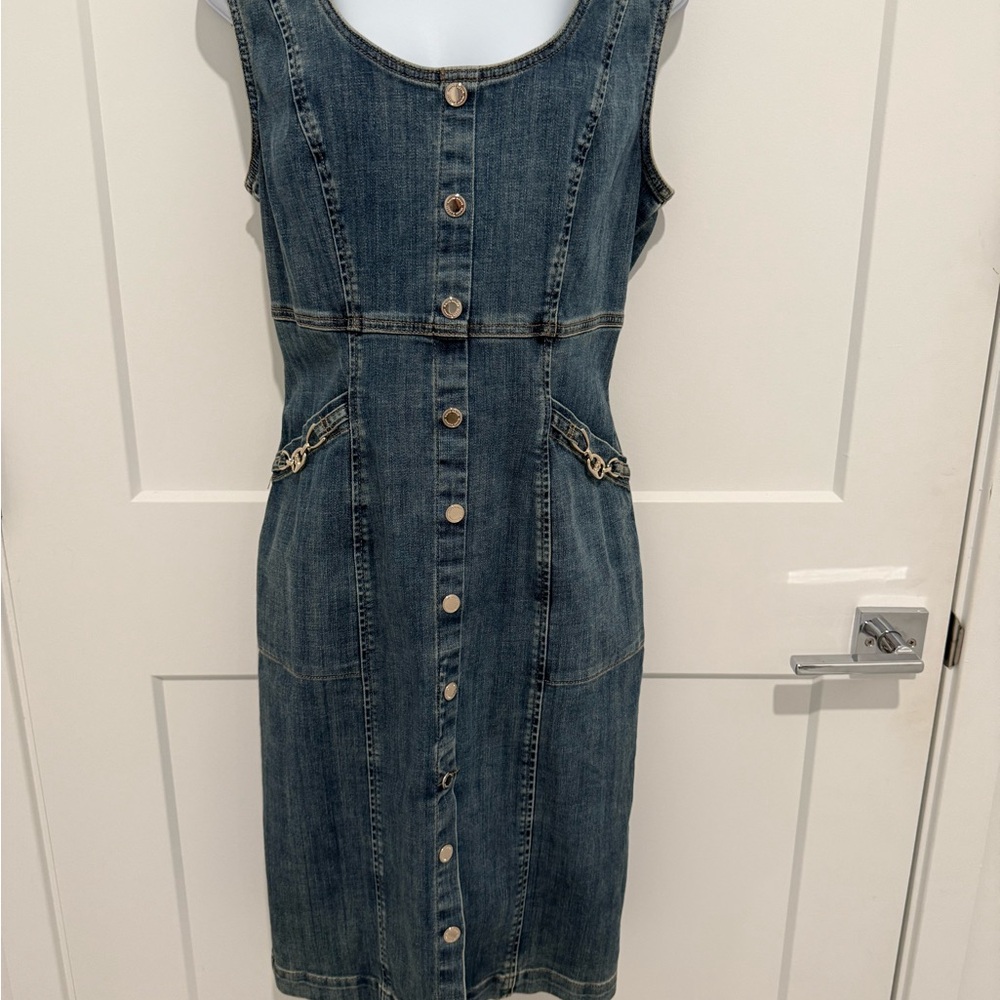 WHBM Denim Snap on front zip back Dress